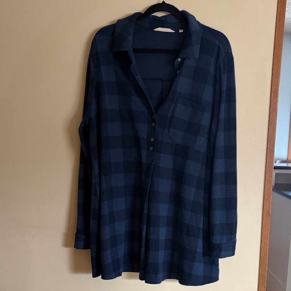 Soft Surroundings Navy Plaid Tunic